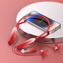 Ear buds Wireless Bluetooth Earbuds Sport 2025 NEW Bluetooth 5.3 Headphones with LED Display 128H Playtime Powerful Bass Over Ear Earphones with Earhooks IP7 Waterproof for Gym/Running/Workout(Red)