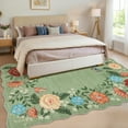 thumbnail image 4 of Garvee 9'x12' Floral Area Rugs, Washable Boho Rugs Ultra Soft Print Carpet, Non-Slip Low Pile Rug Stain Resistant Distressed Indoor Rugs for Living Room Bedroom Dining Room, Green, 4 of 9