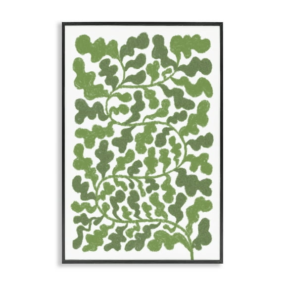 Stupell Industries Intricate Green Vine Pattern Floral & Botanical Painting Black Framed Art Print Wall Art, 12 x 18