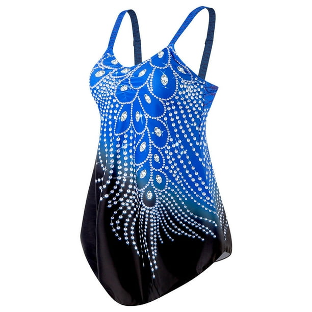 Eigraketly 2021 traje de baño Sexy de piezas para mujer, traje de baño acolchado, traje de baño estampado sin espalda, traje de baño con cuello en V Traje de baño azul real S Eigraketly OD001290-25