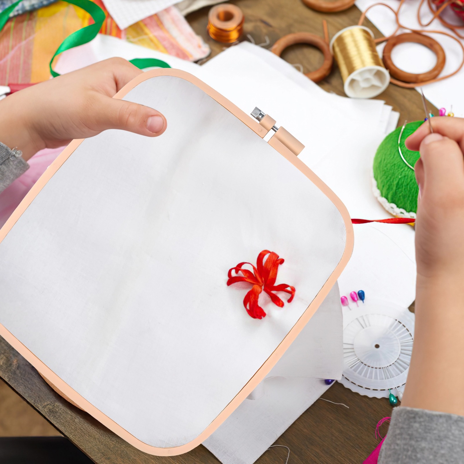 5 Pcs Square Embroidery Hoop Set, 8.7 x 7.7 in ABS Plastic Cross Stitch Hoop, Peach Punch Needle Hoop for Embroidery, Sewing, and Crafting