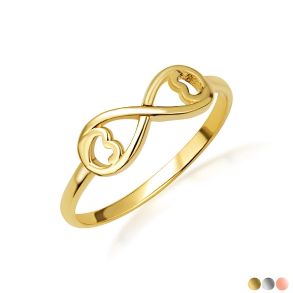 Solid Gold Infinity Double Heart 10K Love Ring / Ring, Size 4