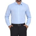 thumbnail image 1 of Camisas de vestir de patrón a cuadros para hombres Inspire Chic de manga larga M Azul Blanco, 1 of 5