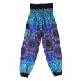 thumbnail image 3 of Pantalones bombachos largos para mujer, pantalones boho hippies, pantalones bombachos para hacer deporte. Morado oscuro, 3 of 9