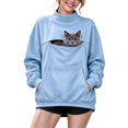thumbnail image 2 of TZZQ Women Mock Neck Pet Pouch Hoodie Sweatshirt with Cat Carrier Pouch Pullover Long Sleeve Cat Carrier Hoodie with Cat Pouch Loose Fit Comfy Basic Lounge Going Out Fall Sweatshirt Light Blue L, 2 of 5