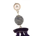 thumbnail image 4 of Behomia Enamel Fringed Tassel Ball Beads Pearl Dangle Stud Earrings Coral----Purple--Product code 62367 Purple, 4 of 5