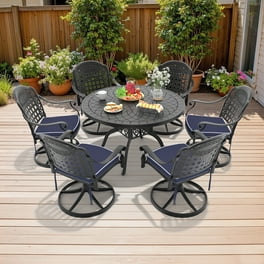 Outdoor Piece Aluminum Dining Set with Bench and Wicker Armed
