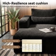 thumbnail image 3 of SEENYOO 75" Chaise Lounge Chair Indoor, Black Corduroy Cloud Sofa Bed, Oversized Boneless Sleeper Chair for Living Room, No Assembly, 3 of 8