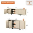 thumbnail image 4 of WAMPAT Modern TV Stand and Sideboard Buffet Cabinets Set of 2, Entertainment Center with 4 Door Closed Storage and Wood Legs, Multifunctional Cabinet Storage Cabinet for Living Room, Light Oak, 4 of 15