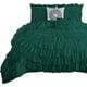 thumbnail image 2 of DNG Creations 3 Piece Luxury Circle Ruffle Comforter with 1 Freebie Ruffle Pillow All-season 550 GSM 800TC, 100% Egyptian Cotton ( King/Cal King Size ) Solid Teal Green Colour, 2 of 5
