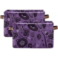 thumbnail image 2 of Coolnut Halloween Witch Storage Basket Collapsible Toy Storage Bins Waterproof Canvas Storage Basket with Leather Handles for Home Closets Offices,Kids Toy and Gift Baskets,2PCS Home Decor, 2 of 7