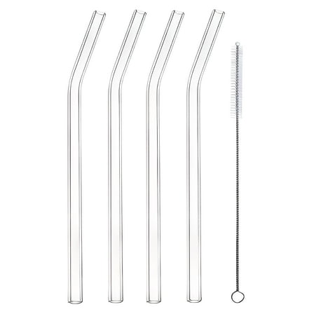 Better Homes and Gardens Clear Borosilicate Glass Straws 4 Pack with Cleaning Brush