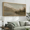 thumbnail image 2 of Large Framed Canvas Print Classic Landscape with Snowy Peaks and ReflectionsWall Art Decorative Ready to Hang Painting for Living room Bedroom 60x30 inches Natural Frame, 2 of 7