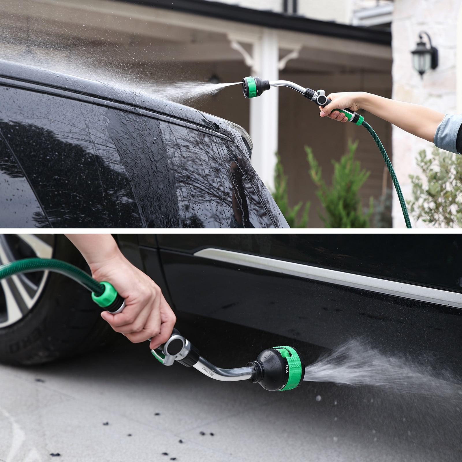 Restmo Heavy Duty Watering Wand, 9 Spray Patterns Water Hose Wand with Adjustable Spray Width & 2-Way Direction Control, High Pressure Hand Sprayer Nozzle for Plants, Lawn, Car Washing & Pet Washing