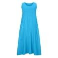 thumbnail image 3 of XAOFW Women's Summer Dresses Solid Color Sleeveless V Neck Loose Fit Tank Dress With Side Pockets Evening Party Versatile Cozy Sundress, 3 of 5