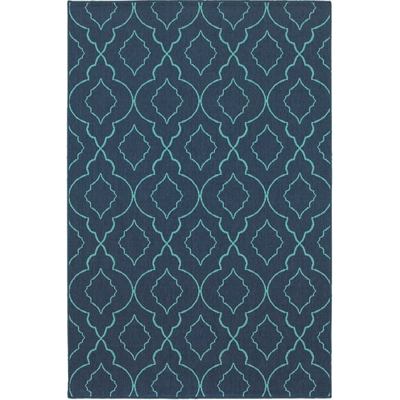 Oriental Weavers Meridian Area Rug 7541B Navy Waves Swirls 5' 3" x 7' 6" Rectangle