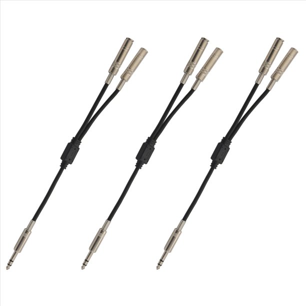 3piezas 6,35 mm 1/4 Pulgada Jack Estéreo Cable Divisor Adaptador Cable Conector Una Doble ZóCalo 6,35 mm
