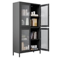 thumbnail image 4 of 59" Metal Storage Cabinet Display Cabinet with 4 Glass Doors & 4 Shelves,Cabinet Bookcase Side Cabinet for Home Office Living Room,Black 01, 4 of 8