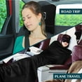 thumbnail image 3 of PAVILIA Travel Blanket Pillow in Soft Bag with Pockets, Airplane Blanket Set, Plane Blanket Compact Packable, Flight Essentials Car Pillow, Travelers Accessories Gifts, Luggage Strap, Black, 3 of 8