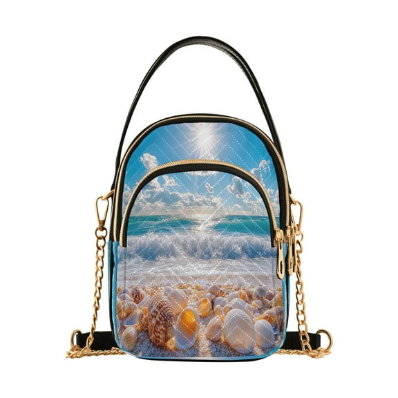 YAZAOO Cross Body Fashion Shoulder Waist Purse Bags Seashells on Sunny Beach Pocket Handbags