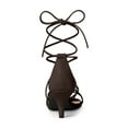 thumbnail image 4 of BLISSFUL STEP Women's Back to School Straps Kitten Heel Lace Up Sandals Coffee 10, 4 of 8