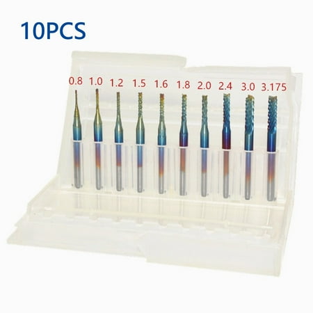 

BAMILL 10pcs End Mill Engraving Bit Set 3.175mm Shank CNC Router Bit PCB Milling Cutter
