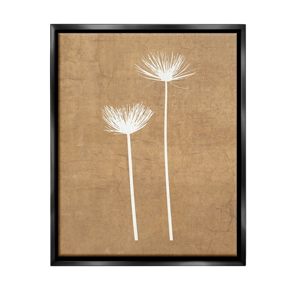 Stupell Industries Simple Dandelion Sprigs Botanical & Floral Painting Black Floater Framed Canvas Art Print Wall Art, 17 x 21