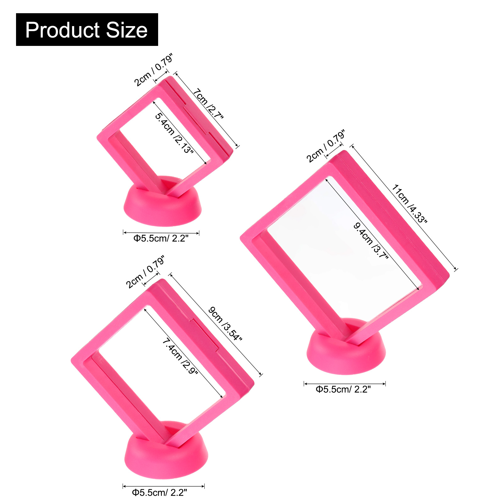 Unique Bargains 6Pcs 3D Floating Frame Display Holder Stands Rose Red