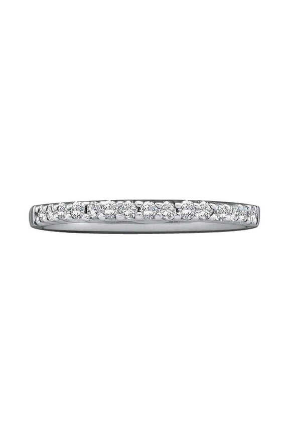 14k White Gold Round Diamond Womens Slender Stackable Size 5 Wedding Band 1/6 Cttw