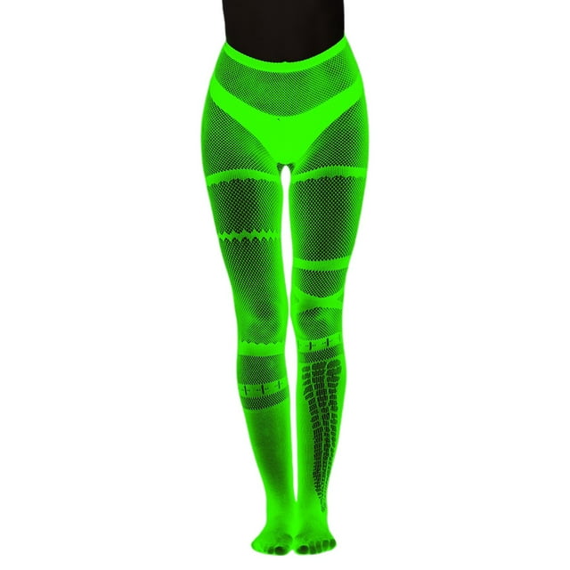 Aocisk Bas Résille Phosphorescents avec Motif Rayé Lumineux Collants pour Femmes pour Soirée Nocturne Rose Taille Unique