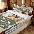 thumbnail image 3 of meiyoeat Woodland Hunting Wildlife Zipper Comforter Set with Fitted Sheet and 2 Pillowcases for Men Boys, Rustic Camo Animal Patchwork Zipper Bedding Set, Green Brown, Reversible, 3 Pieces, 3 of 6