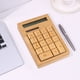 thumbnail image 4 of EeaseMX Calculadora retro de 18 teclas, creativa, hecha de bambú, con herramientas de cálculo, portátil, solar, accesorio de aprendizaje para oficina (patrón de ángulo recto), 4 of 7