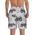 thumbnail image 3 of Bixox Men's Gray Tractor printing Casual Classic Fit Short Summer Beach Shorts, 3 of 6