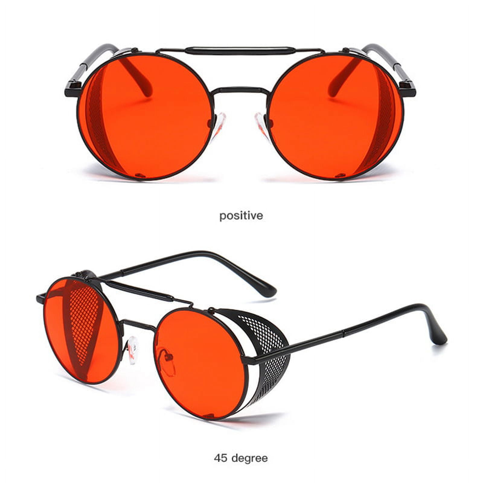 Steampunk Sunglasses Side Shield Goggles Retro Gothic Round Metal Frame UV  Blocking Lens for Men Women