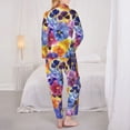 thumbnail image 5 of Kll The Garden Tricolor Pansy Flower Print Women'S Long Sleeve Pajamas With Pants Sleepwear Loungewear 2 Set-Medium, 5 of 9