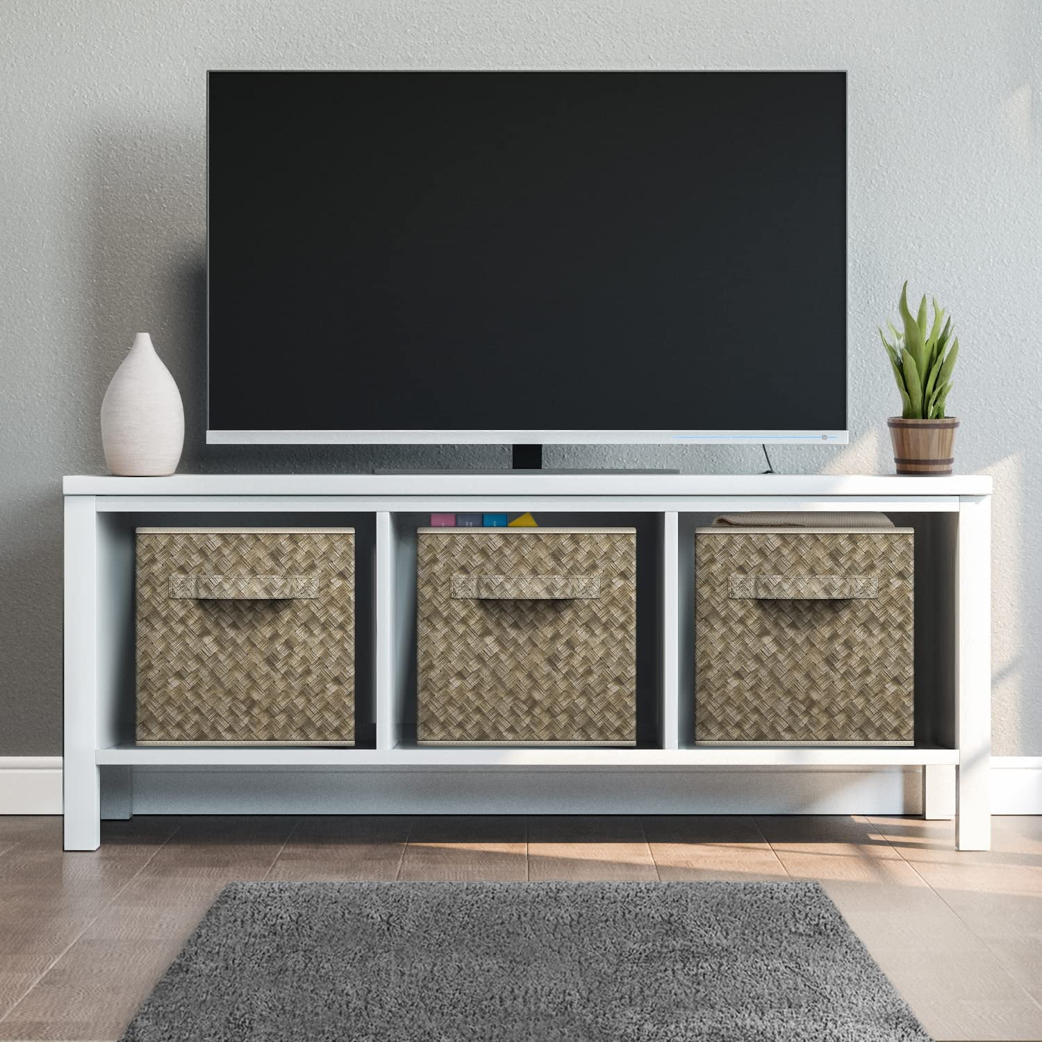 Sorbus 11-Inch Woven Fabric Storage Cubes with Handles, 4-Pack
