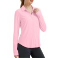 thumbnail image 5 of Women's Solid Color Casual Long Sleeve Collared Sun Protection Shirt | CSEONE,Pink L, 5 of 6