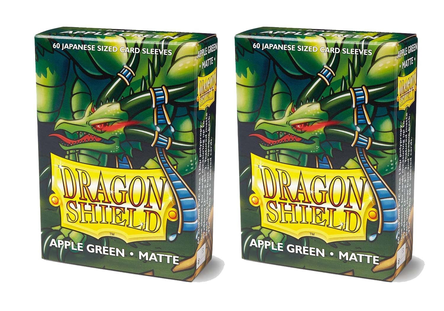 2 Packs Dragon Shield Matte 60 ct Apple Green Standard Size Card Sleeves Individual Pack