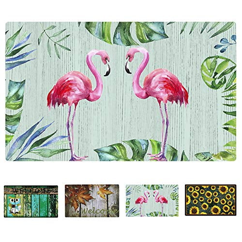 YK Decor Flamingo Door Mat Indoor Entry Way Doormat for Front Door