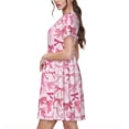 thumbnail image 2 of Fotbe Pink bows Vestido Largo de Moda para Mujer, Vestido Tipo Camiseta con Manga Corta y Estilo Casual a Rayas y Bloques de Color, 2 of 6