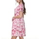 thumbnail image 2 of Balery Pink bows Vestidos sueltos de manga corta para mujer, vestidos de verano 2025, vestidos casuales de corte A con vuelo., 2 of 6