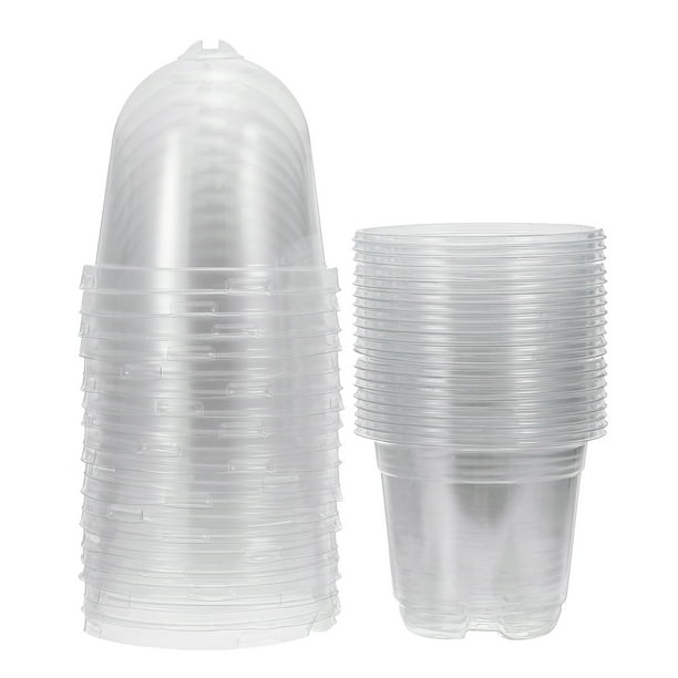 Macetas de Vivero Uxcell con Cúpula de Humedad, 20 Conjuntos de Macetas de Plástico de 3.5" con Agujeros de Drenaje, Transparentes