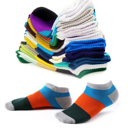 

Taluosi 5Pairs Men Color Block Strips Breathable Sweat Absorbent Low Cut Ankle Socks