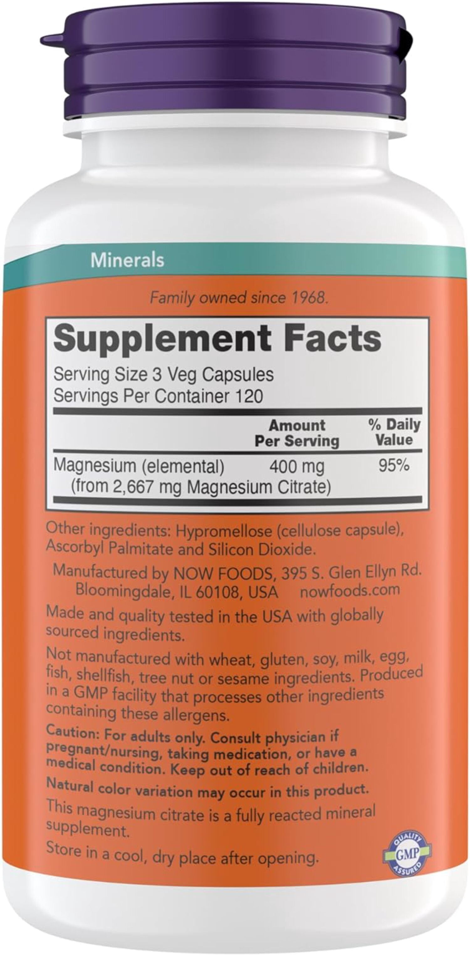 Now Supplements, Magnesium Citrate, Enzyme Function*, Nervous System Support*, Critical for Enzyme Function*, 360 Vegetarian Capsules