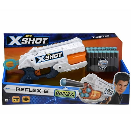 UPC: 0193052021373 | X-Shot Excel Double Reflex 6 Foam High-Perfromance Auto-Rotating Plastic Dart Blaster