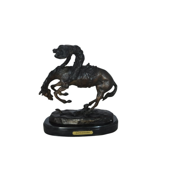 Rattlesnake by Remington Bronze Statue - Stylish and Modern Stunning Western Art Sculpture with Marble Base for Home, Office, or Collection Décor, 7"L x 3"W x 10"H
