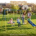 thumbnail image 7 of Hommoo 3 in 1 Swing Sets with Kids Slide Saucer Swing & Belt Swings Seat, Outdoor Heavy-Duty Metal Playset Swing Set for Backyard, Blue, 7 of 7