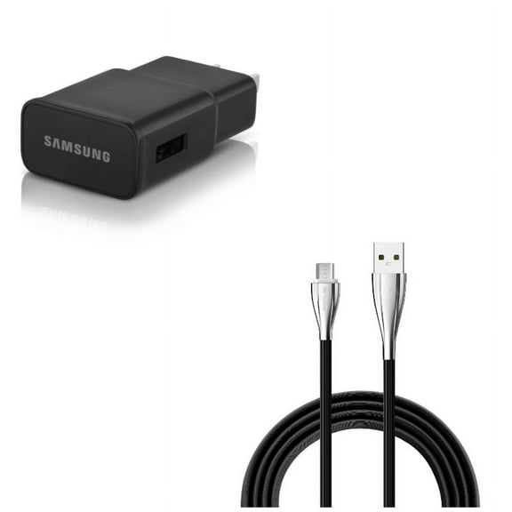 USB Adaptive Fast OEM Home Charger w Power Cord 10ft USB Cable G6D for Samsung Galaxy J7 V (2017), S7 Edge S6 Edge  Edge, Note 5 4 3 Mega 2, J5 J3 Emerge, (2018) Refine Halo Alpha A6