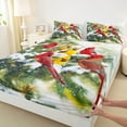 thumbnail image 3 of Manfei Christmas Cardinal Bird Twin Sheet Sets,Merry Xmas Twin Fitted Sheet,Red Yellow Green Flat Sheet For Girls Kids,Super Cozy Room Decor,3-Piece, 3 of 7