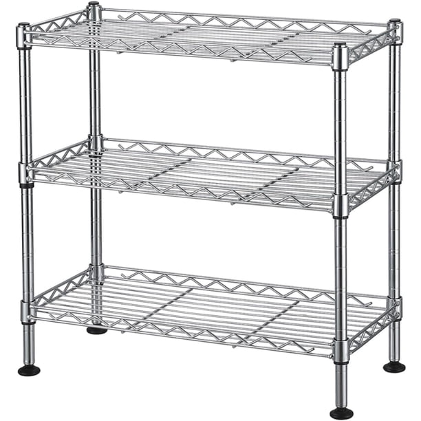 Estantes y estanterías de almacenamiento de 3 niveles de color gris - Estantes de despensa de material de acero pesado - Estante de almacenamiento ajustable Estante de almacenamiento de alambre de